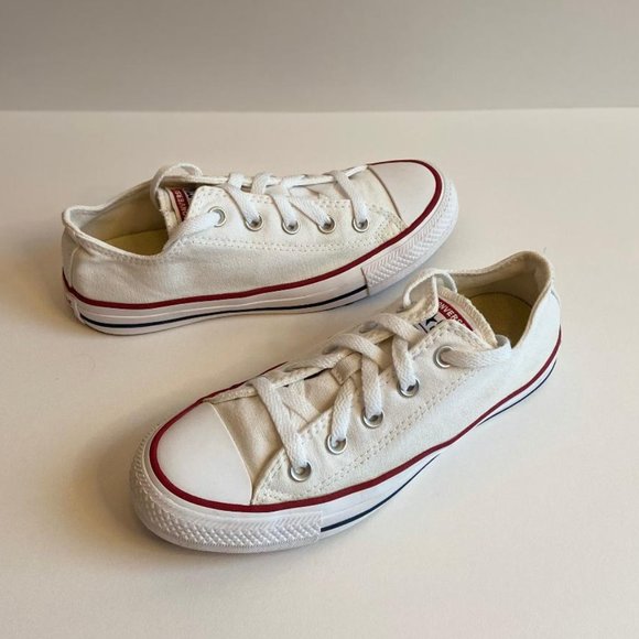 Converse White Sneakers with Red and Blue Stripes - Picture 10 of 16